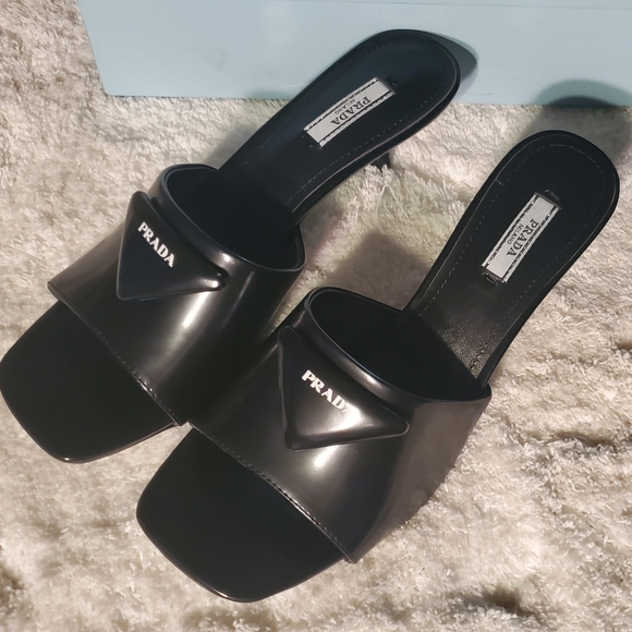 Prada Black Mules with Glossy Finish - Picture 1 of 8